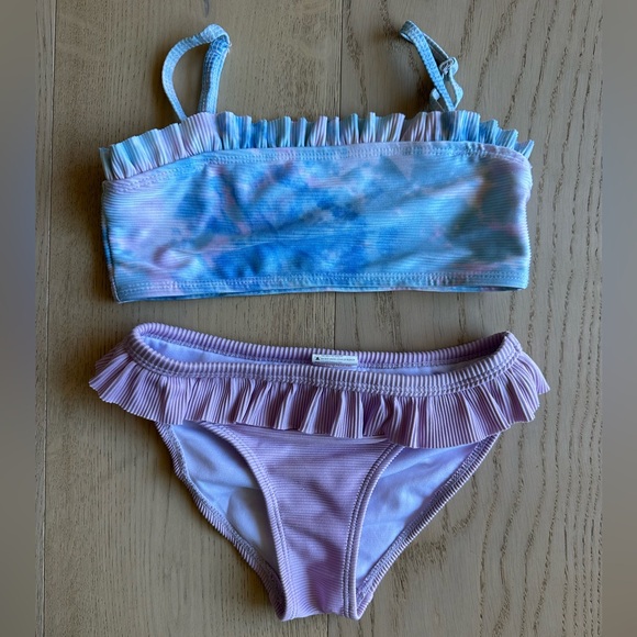 SnapperRock Ruffled Bikini Set - Blue and Purple - Picture 1 of 3